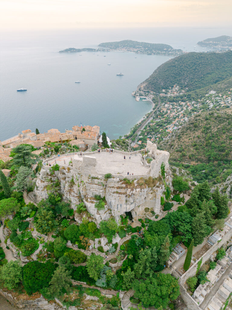 Eze village perched above the sea, a perfect stop on a French Riviera engagement getaway, with stone alleys and panoramic coastal views