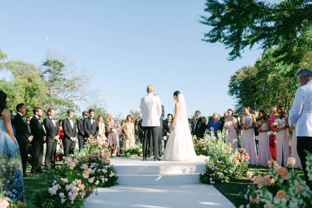 photo of the ceremony during An American Wedding in Château de Tourreau