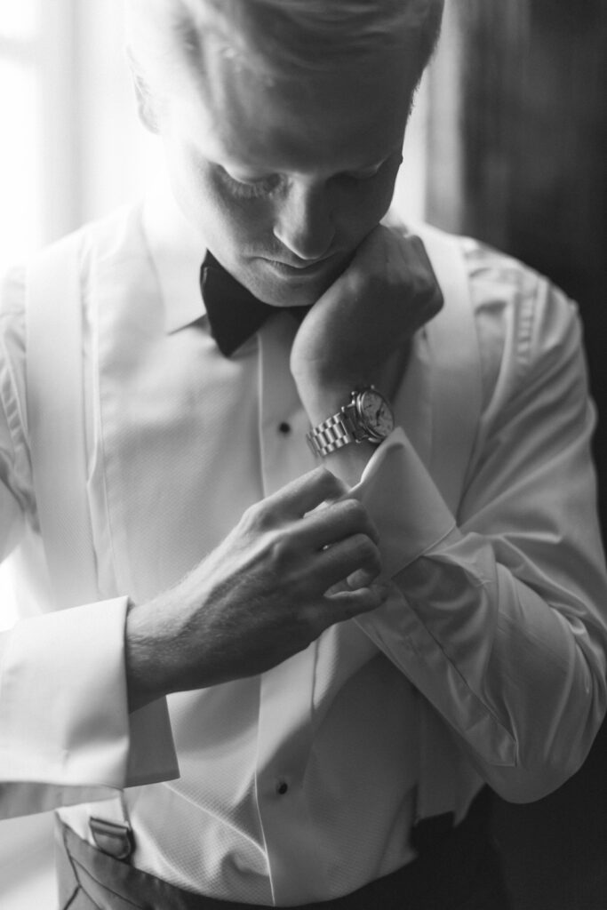 photo of the groom before the ceremony during An American Wedding in Château de Tourreau