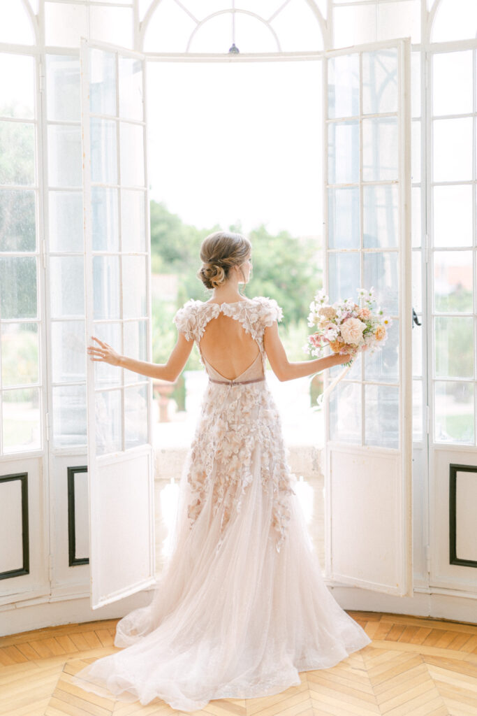 Bride in her stunning Made Bride gown at a Chateau Mader wedding