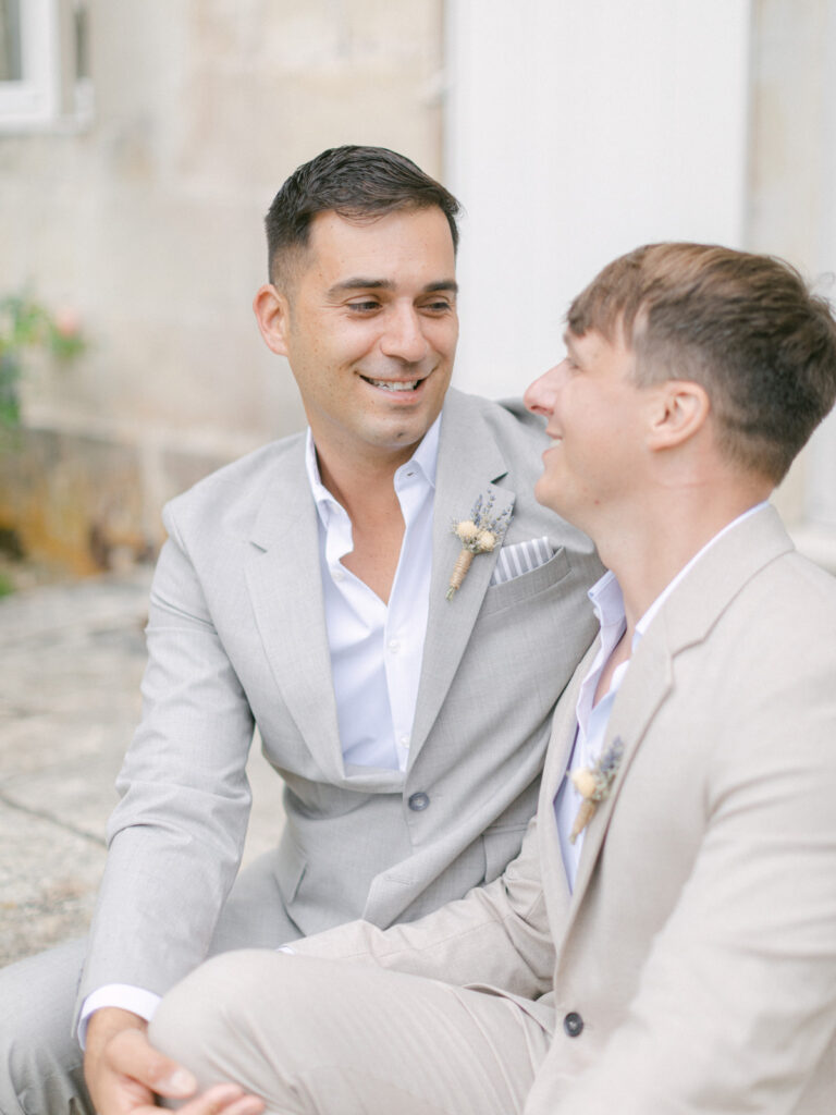 Intimate moment, same-sex wedding in France