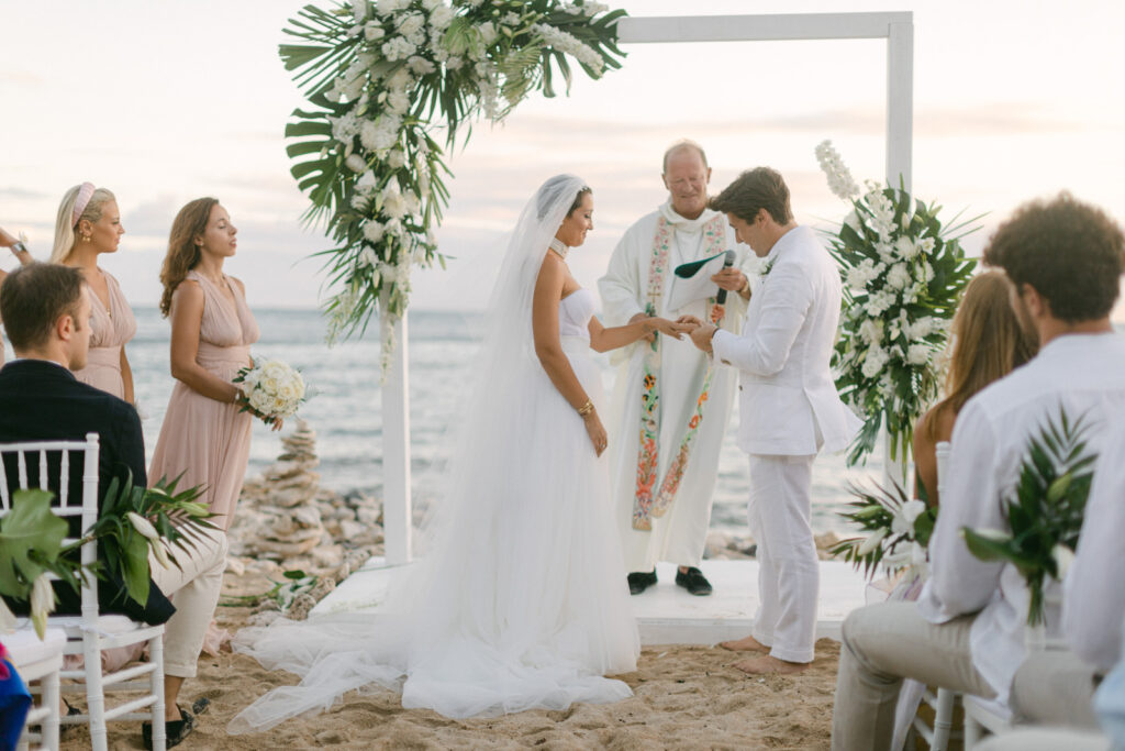 St Barts Beach Wedding vows exchanged at Le Toiny shore