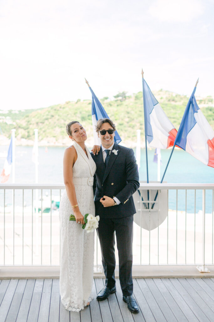 Guests gather at Gustavia for St Barts Beach Wedding