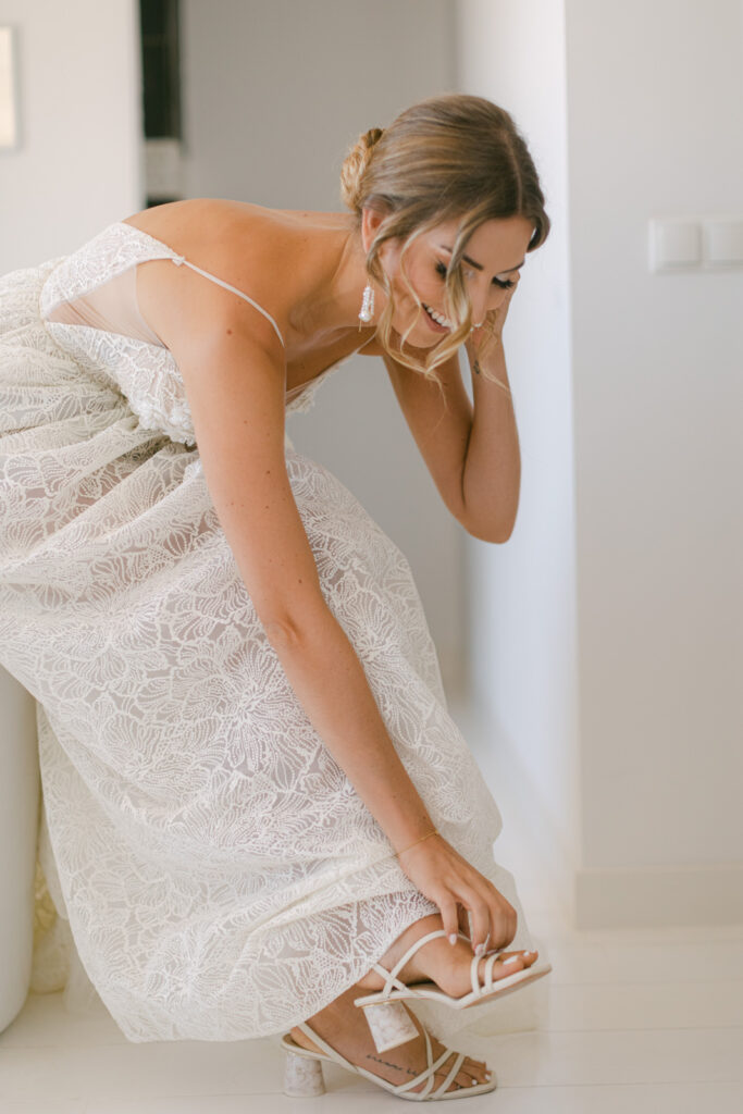 Bride's gown beauty, Wedding at Castel Bay, French elegance