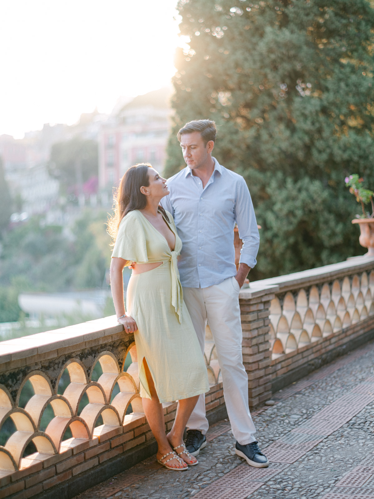 Tender moment captured in engagement session Taormina