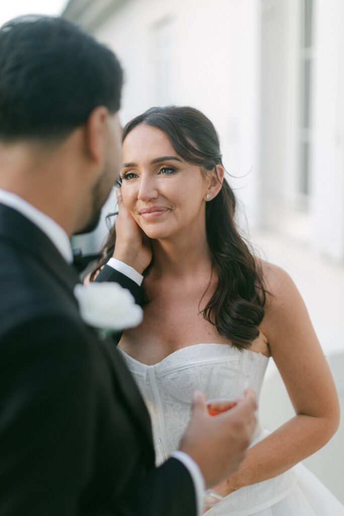 romantic couple photo outside Chateau de Seguin wedding