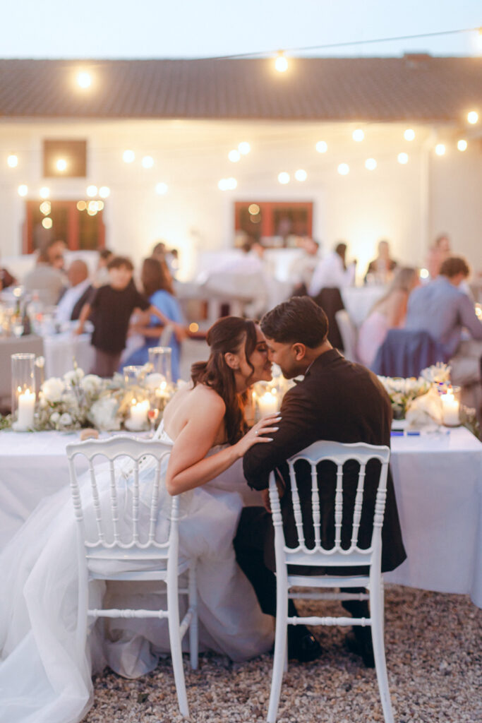 andlelit wedding reception inside Chateau de Seguin Bordeaux