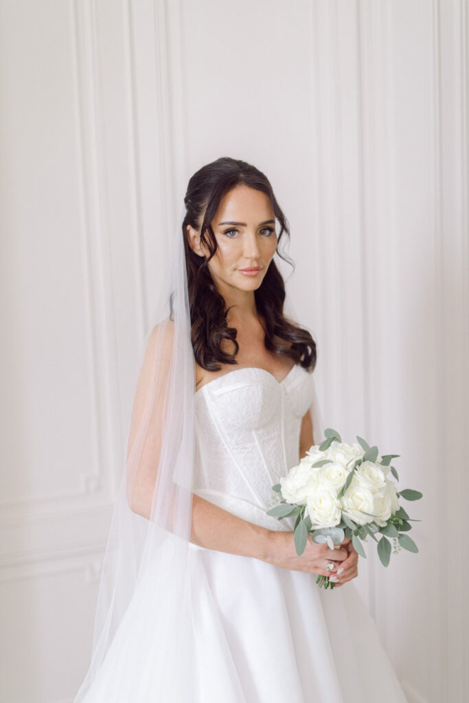 bride getting ready at Château de Seguin with natural light