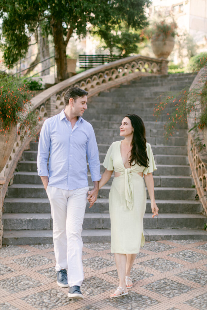 Taormina Italy engagement session at San Domenico Palace with sea view