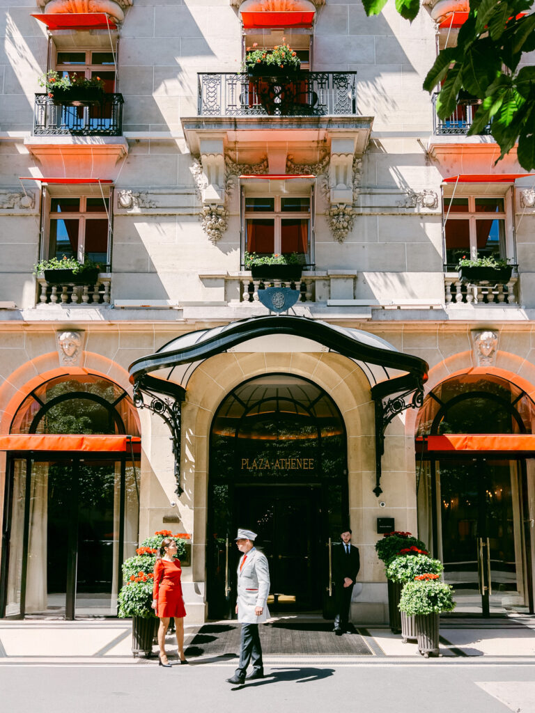 Facade of Hôtel Plaza Athénée Paris, iconic venue for a Paris palace wedding