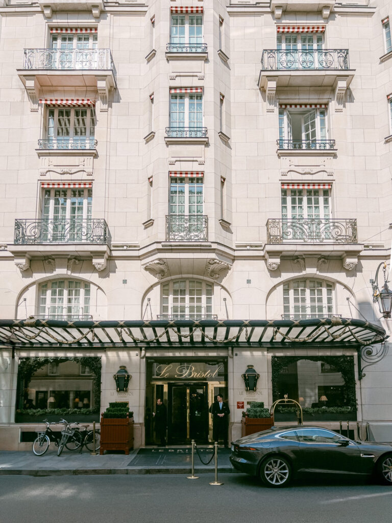 Facade of Le Bristol Paris, a luxury palace wedding venue in Paris