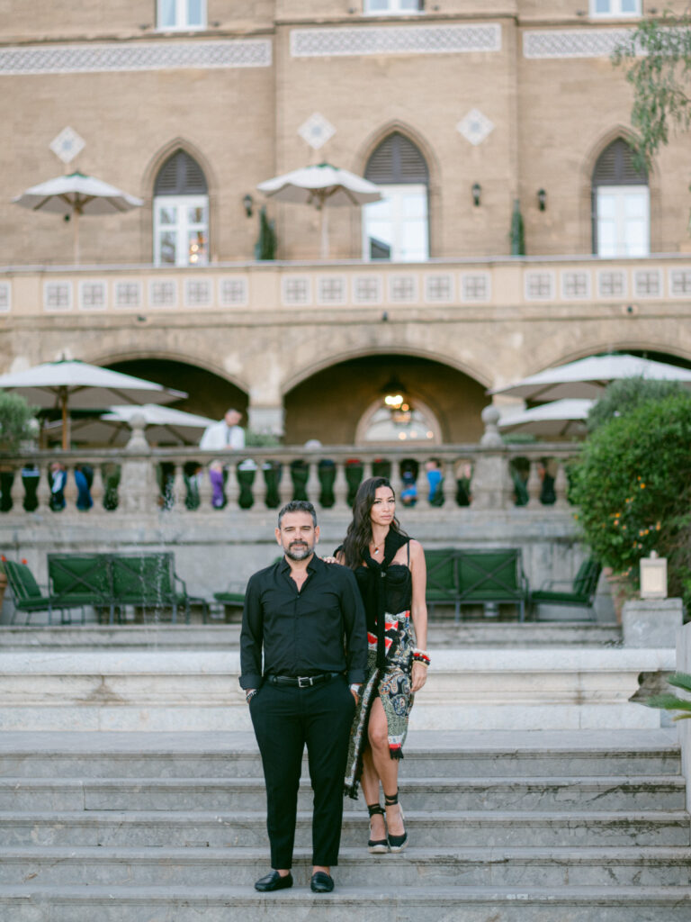 engagement shoot in Palermo Italy at Villa Igiea and historic city streets