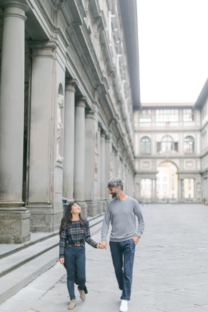 engagement photos in Florence Italy at golden hour near the Duomo