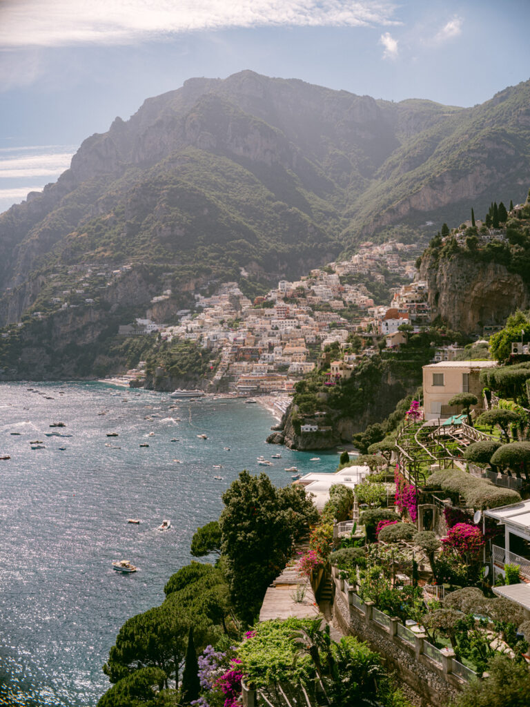 Positano village overlooking the Mediterranean Sea