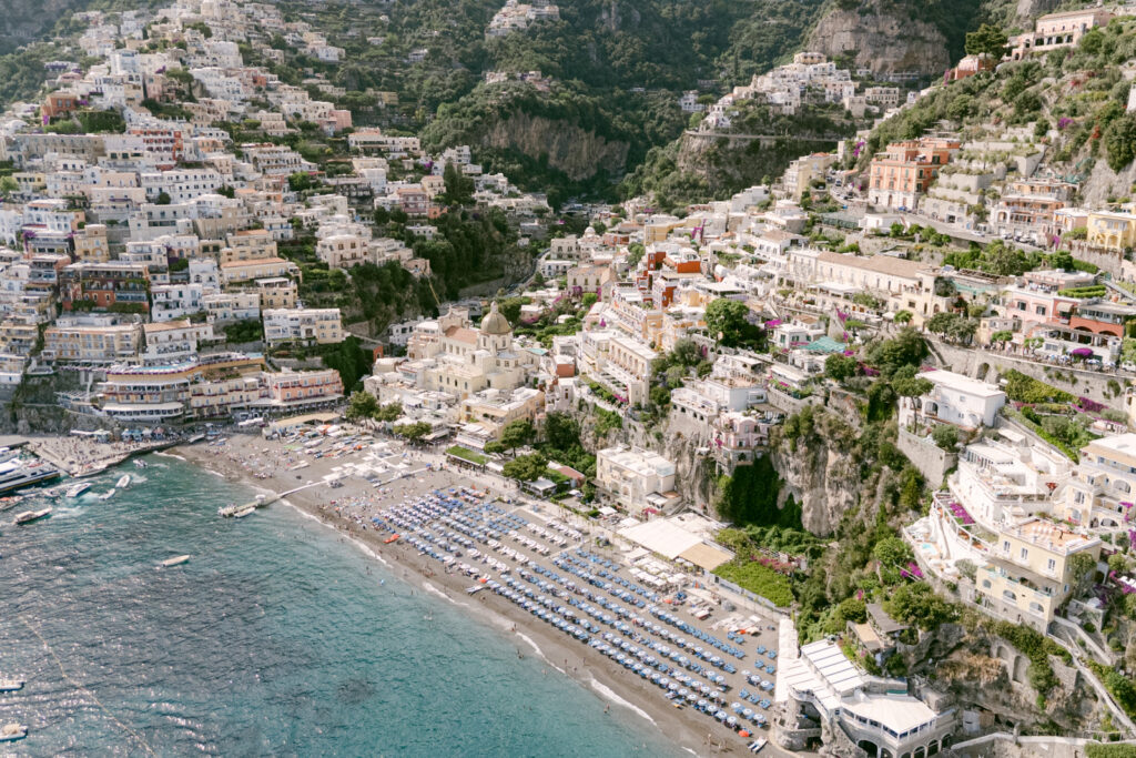 Positano village overlooking the Mediterranean Sea