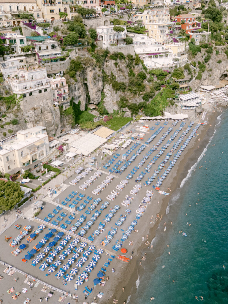 Positano village overlooking the Mediterranean Sea