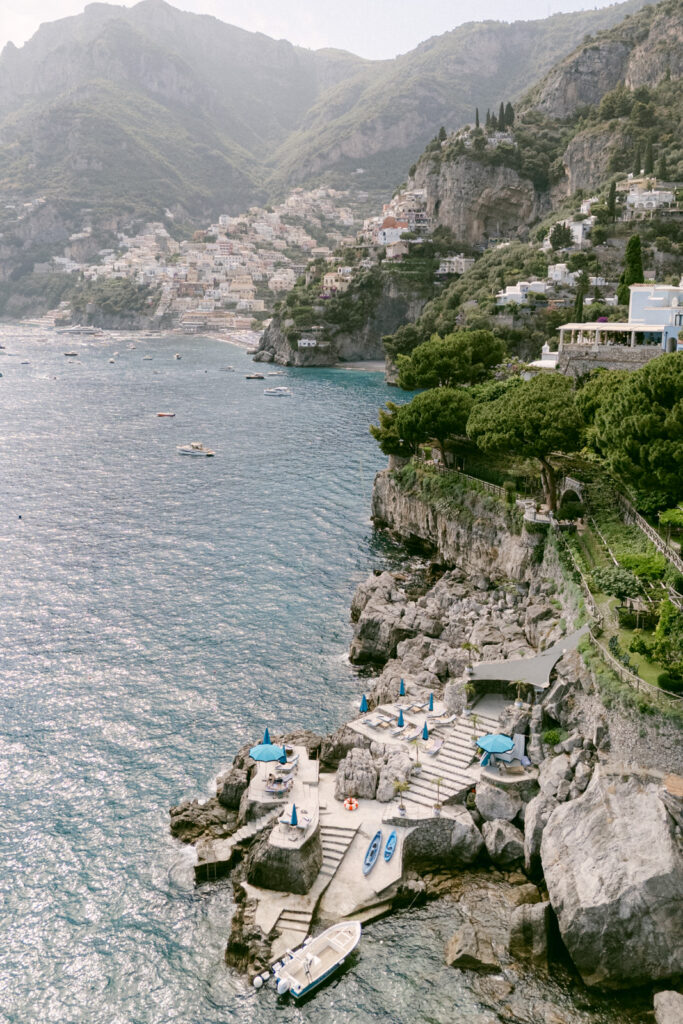 Positano village overlooking the Mediterranean Sea