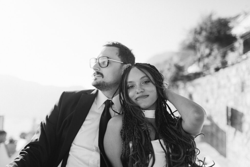 Bridal portrait in Positano overlooking the Amalfi Coast