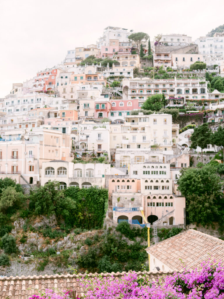 Positano village overlooking the Mediterranean Sea