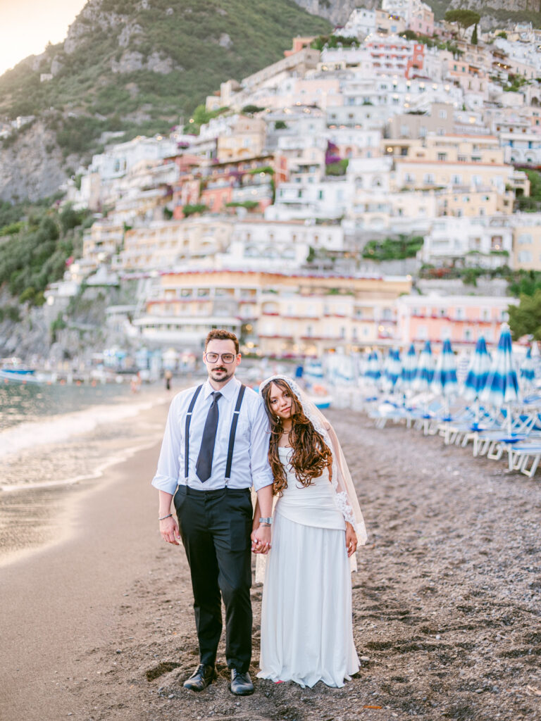 Bridal portrait in Positano overlooking the Amalfi Coast